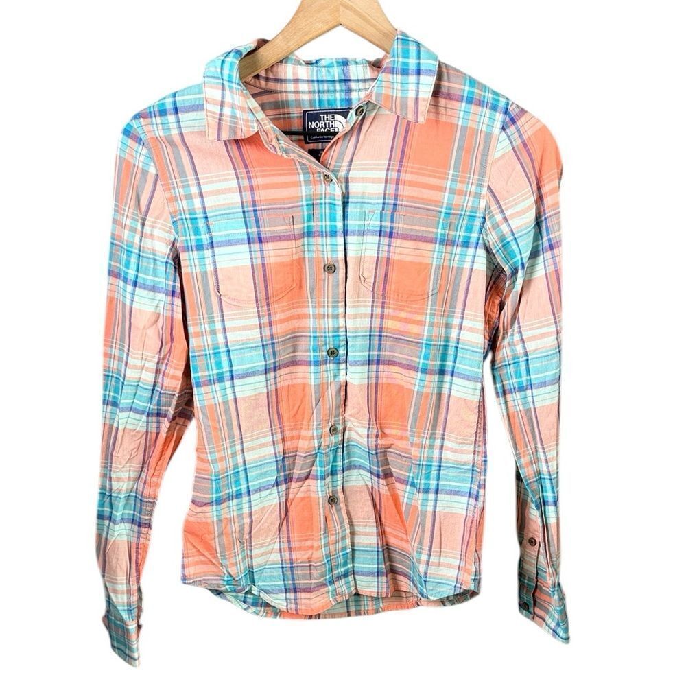 The North Face Orange & Green Plaid Button Down Shirt (UC)